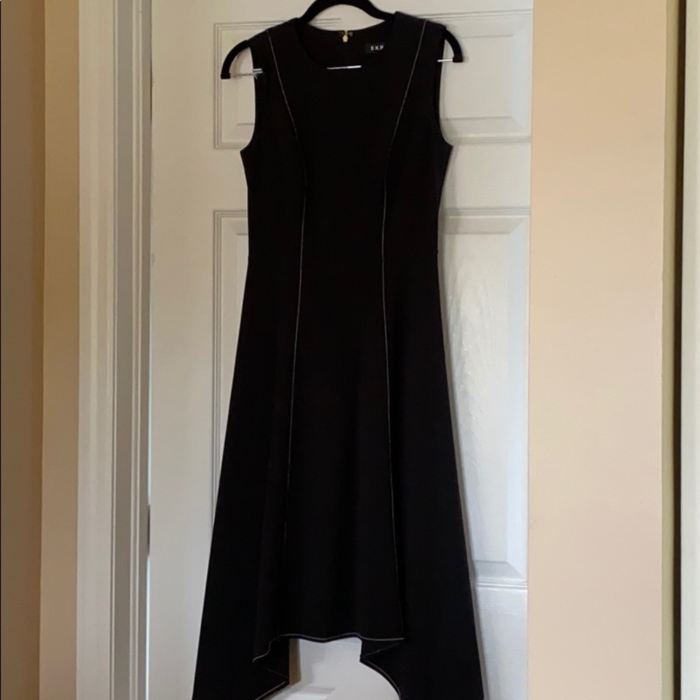 DKNY Size 2 Black Dress with Handkerchief Hem. NEW